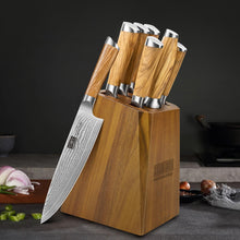 Load image into Gallery viewer, Damascus Kitchen Knife Set 3-Piece, Ultra Sharp 8&quot; Chef Knife, 7&quot; Santoku Knife, 3.75&quot; Paring Knife, Professional VG-10 Damascus Super Steel Chef Knife Set with Ergonomic Handle