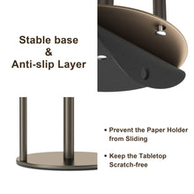 Load image into Gallery viewer, Paper Towel Holder Black, Premium Stainless Steel Kitchen Roll Dispenser, Countertop Roll Organizer with Weighted Base