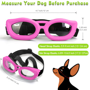 UV Protection Sunglasses for Small Breed Dogs, Windproof Anti-Fog Eye Protection Goggles, Pet Glasses for Puppy With Adjustable Strap (Black)