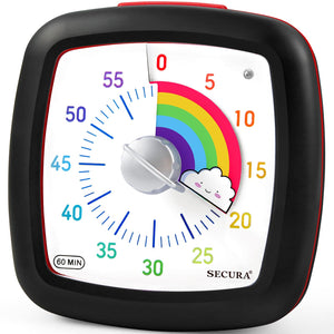 Secura 60-Minute Visual Timer, Silent Study Timer for Kids and Adults, Time Clocks, Time Management Countdown Timer for Teaching (Pink)