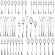 Load image into Gallery viewer, 50 Piece Silverware Set Service for 10,Premium Stainless Steel Flatware Set,Mirror Polished Cutlery Utensil Set,Durable Home Kitchen Eating Tableware Set,Include Fork Knife Spoon Set,Dishwasher Safe