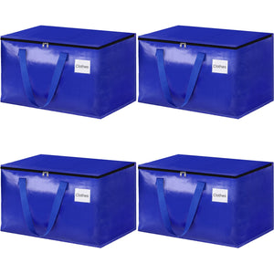HomeHacks Moving Bags, 8-Pack Heavy Duty with Strong Zippers and Handles Collapsible Moving Supplies, Storage Totes for Packing & Moving Storing 93L-8 Pack (Blue)