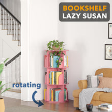 Load image into Gallery viewer, SpaceAid 4 Tier Rotating Bookshelf Tower, Spinning Bookcase Lazy Susan, Revolving 360 Book Shelf Storage Round Carousel, Vertical Rotate Turning Spiral Corner Organizer, White