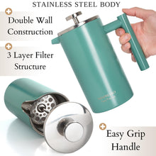 Load image into Gallery viewer, Mixpresso Stainless Steel French Press Coffee Maker 27 Oz 800 ml, Double Wall Insulated French Press Stainless Steel &amp; Tea Brewer Easy Clean &amp; Easy Press Strong Quality Metal Coffee Press.