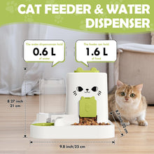 Load image into Gallery viewer, 1.6L Auto Gravity Pet Feeder and 0.6L Water Dispenser Set, Automatic Pet Food Water Dispenser, Cage Cat Dog Food and Water Dispenser for Kitten Puppy Bunny Guinea Pig (Green)