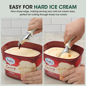 Beneno Heavy Duty Ice Cream Scoop - Upgraded Anti-Fracture Design, Comfortable Grip Long Handle, Effortless Scooping & Dishwasher Safe, Black
