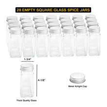 Load image into Gallery viewer, SpaceAid Spice Rack Organizer with 28 Spice Jars, 386 Spice Labels, Chalk Marker and Funnel Set for Cabinet, Countertop, Pantry, Cupboard or Door &amp; Wall Mount - 28 Jars, 13.4&quot; W × 10.8&quot; H, Black