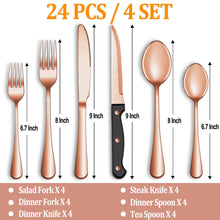 Load image into Gallery viewer, 24 Pcs Silverware Set with Steak Knives Service for 4,Stainless Steel Flatware Set,Mirror Polished Cutlery Utensil Set,Home Kitchen Eating Tableware Set,Include Fork Knife Spoon Set,Dishwasher Safe