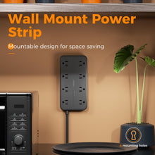 Load image into Gallery viewer, Power Strip Surge Protector, TESSAN Flat Plug Extension Cord with 8 Outlets 3 USB Charger(1 USB C), 1080 Joules Protection, Wall Mountable Charging Station for Home Office School Dorm Room Essentials