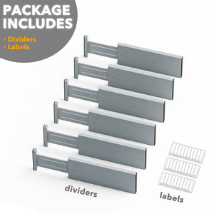 SpaceAid Bamboo Dresser Drawer Dividers 6 Pack, 4.65“ High Adjustable 12.5“-17” Drawer Organizers, Expandable Organization for Clothing, Clothes, Dressers, Natural