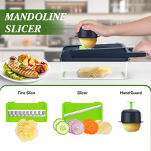 Load image into Gallery viewer, HomeHacks Vegetable Chopper Vegetable Cutter, 12 in 1 Multi-Functional Kitchen Gadget Set - Dicer, Slicer, Cutter, Julience, Cheese Grater, Egg Separator, Hand Guard - Veggie Chopper Lid with Handle