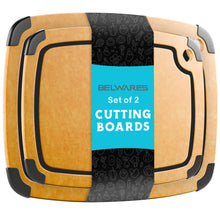 Load image into Gallery viewer, Dishwasher Safe Cutting Boards for Kitchen - 2 Piece Large Composite Wood Cutting Board Set with Non-Slip Feet and Juice Groove (14.5&quot; x 11&quot; and 11.7&quot; x 9.3&quot;) - Thin, Lightweight, Eco-Friendly