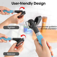 Load image into Gallery viewer, Beneno Can Opener, Manual Side Safe Cut Can Opener Smooth Edge with Durable Sharp Blade, Effort-Saving Knob &amp; Comfortable Non-slip Handle, Brown