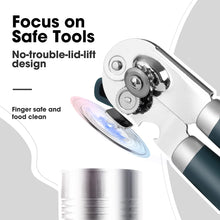 Load image into Gallery viewer, Beneno Can Opener Manual with Magnet, Hand Held Heavy Duty Can Opener with Durable Sharp Blade Smooth Edge, Big Effort-Saving Knob, Soft Grip Rubber Handle, Multifunctional Bottle Opener, Green