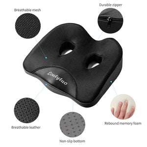 LOUTYTUO Seat Cushion Pillow,100% Memory Foam and Washable Cover,for Office Chair,Car Seat and Wheelchair,Tailbone & Sciatica & Back Pain Relief