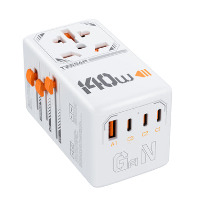 TESSAN Universal Travel Adapter, International Power Adapter with 4 USB Ports (1 USB C), Worldwide Plug Adaptor Wall Charger for USA to Europe UK France Germany Spain Ireland Australia(Type C/G/A/I)