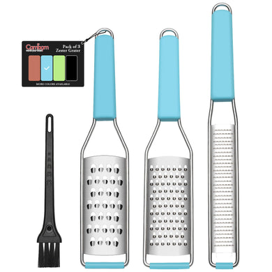 Lemon Zester Grater Three-piece Suit - Heavy Duty Kitchen Tool for Parmesan Cheese, Ginger, Garlic, Nutmeg, Chocolate, Vegetables，Fruits，Stainless Steel Grater Dishwasher Safe Black