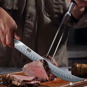 Carving Knife 12 Inch, Japanese High Carbon Steel Slicing Knife with Ergonomic Pakkawood Handle, Razor Sharp Brisket Knives for Meat Cutting, BBQ, Turkey