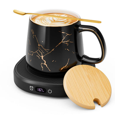 Coffee Mug Warmer & Luxury Marbling Mug Set, Electric Cup Warmer with Auto Shut Off, 4 Temperature Setting Smart Beverage Warmer, 8-Hours Auto Shut Off, Best Gifts for Birthday Christmas
