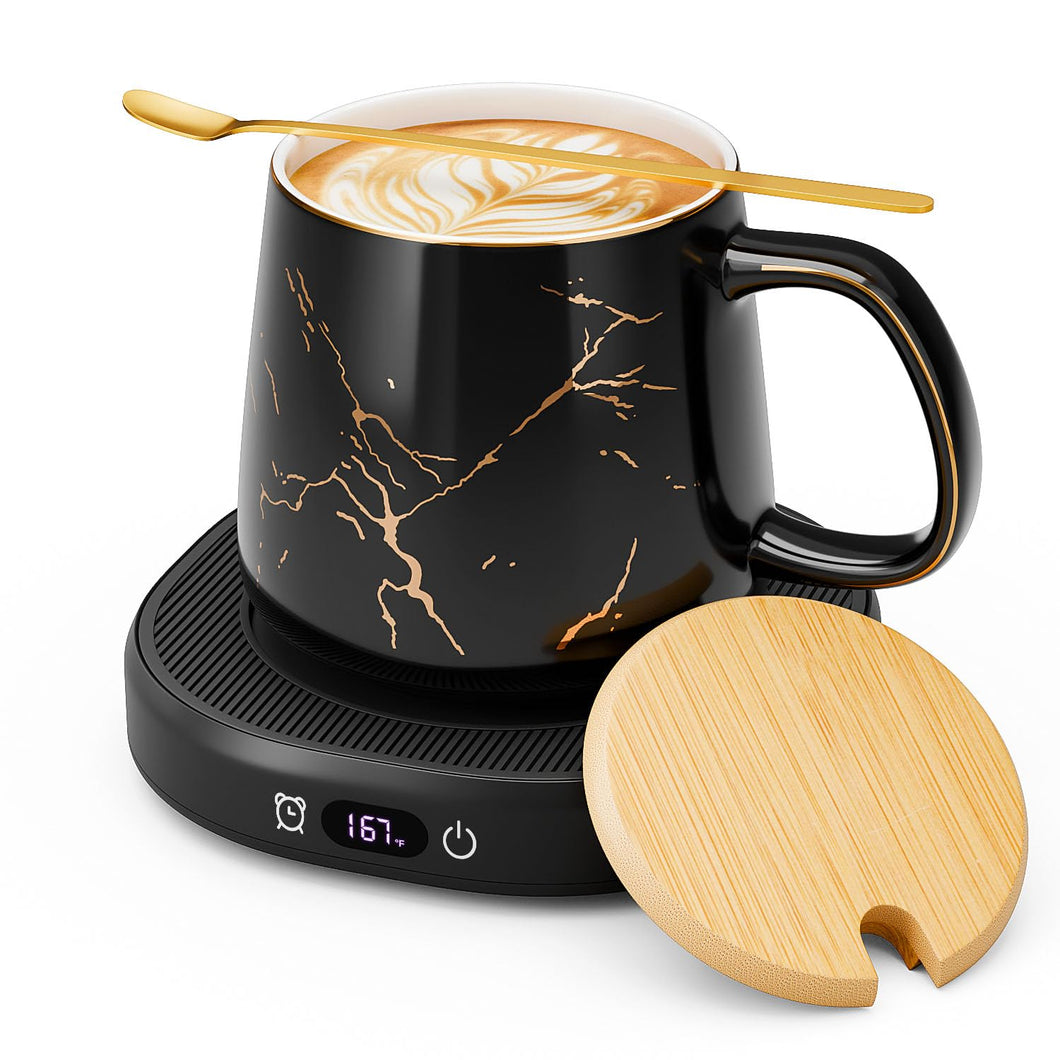 Coffee Mug Warmer & Luxury Marbling Mug Set, Electric Cup Warmer with Auto Shut Off, 4 Temperature Setting Smart Beverage Warmer, 8-Hours Auto Shut Off, Best Gifts for Birthday Christmas