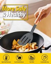 Load image into Gallery viewer, Pack of 2 Silicone Cooking Spatula, Heat Resistant Solid Turner, Non Stick Slotted Spatulas with Wooden Short Handle,Ideal Wood Kitchen Utensils Set for Frying, Baking, Flipping, Turning