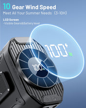 Load image into Gallery viewer, Portable Waist Fan with 10 Speed, Clip on Wearable Belt Personal Fan with Flashlight, Rechargeable Battery Operated Hands-Free Hanging Neck Fans, Cooling For Outdoor Camping Jobsite