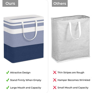 HomeHacks 2 Pack Large Laundry Baskets, Waterproof, Freestanding Laundry Hampers, Collapsible Clothes Hamper with Reinforced Handles in Laundry Room, College Dorm, Bathroom, Bedroom (Grey, 75Lx2)