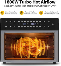 Load image into Gallery viewer, 32QT Extra Large Air Fryer, 19-In-1 Air Fryer Toaster Oven Combo with Rotisserie and Dehydrator, Digital Convection Oven Countertop Airfryer Fit 13&quot; Pizza, 6 Accessories, 1800w (Black)