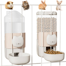 Load image into Gallery viewer, 34oz Hanging Automatic Cat Food and Water Dispenser, 1L Auto Gravity Pet Feeder Set, Cage Cat Dog Feeder for Kitten Puppy Bunny Guinea Pig (Milk Coffee)