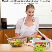 Load image into Gallery viewer, Brieftons QuickPush Food Chopper: Strongest &amp; 200% More Container Capacity, 30% Heavier Duty, For Onion, Fruit and Vegetable Chopping, with 3 Dicer Cutter Blades, Keep-Fresh Lid, and 5 Recipe Ebooks