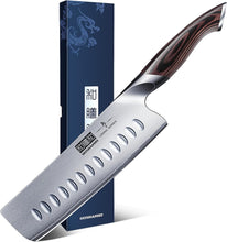Load image into Gallery viewer, 7 Inch Nakiri Knife, Japanese High Carbon Stainless Steel Chef Knife, Multipurpose Meat Vegetable Sharp Kitchen Knife with Ergonomic Pakkawood Handle