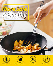 Load image into Gallery viewer, Pack of 2 Silicone Solid Turner, Non Stick Slotted Kitchen Spatulas, High Heat Resistant BPA Free Cooking Utensils, Ideal Cookware for Fish, Eggs, Pancakes(Black)