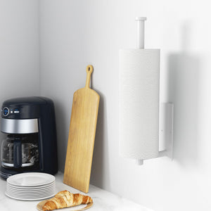 Paper Towel Holder - Self-Adhesive or Drilling, Brushed Nickel, Wall Mounted, SUS304 Stainless Steel Kitchen Roll Dispenser Under Cabinet