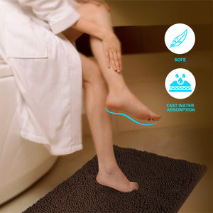 Secura Bathroom Rugs, 47 x 28 Inches, Extra Soft & Thick, Absorbent Water Bath Mat, Machine Washable Non-Slip Bath Mats for Bathroom, Shower, and Tub, Home Decor Accessories (Gray)