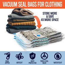 Load image into Gallery viewer, Vacuum Seal Bags for Clothing Travel, 10 Jumbo - Space Saver Vacuum Storage Bags, Blanket &amp; Clothes Storage Bags Vacuum Sealed – Hand Pump Included, Bolsas Para Guardar Ropa Al Vacío
