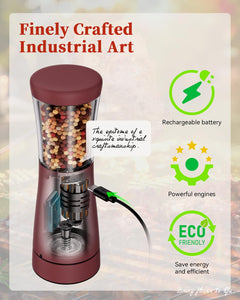 Electric Salt and Pepper Grinder, Stainless Steel Rechargeable Salt and Pepper Grinder Set with 4.5 oz Large Capacity, 1.8" Wide Mouth, Adjustable Coarseness, Ideal for Kitchen