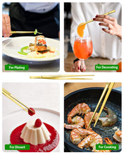 Load image into Gallery viewer, 4 Pcs Fine Long Tweezer Tongs Professional Black, 12&#39;&#39; and 10&#39;&#39; Stainless Steel for Kitchen, Food, Cooking, Repairing, Sea food and BBQ