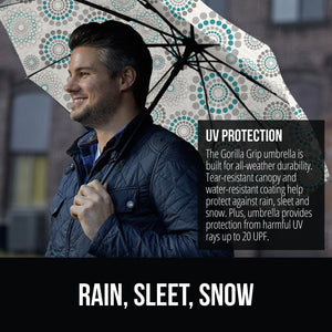 Windproof Compact Stick Umbrella for Rain, Travel One-Click Automatic Open and Close, Lightweight, Portable, Strong Reinforced Fiberglass Ribs, Easily Collapsible, Black