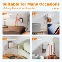 Load image into Gallery viewer, Surge Protector Wall Outlet Extender, TESSAN Multi Plug Outlet Splitter with 3 USB Charging Blocks(1 USB C), Multi Plug Wall Charger for Home, Office, School, College Dorm Essentials