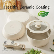 Load image into Gallery viewer, Redchef 17pcs Ceramic Pots and Pans Set Non Stick, Nonstick Kitchen Cookware Set with Detachable Handle, Non Toxic, PFAS PFOA &amp; PTFE Free, RV Ceramic Cookware Set for Camping, Dishwasher/Oven Saf