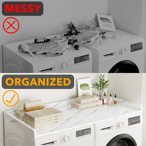 SpaceAid Washer Dryer Countertop, Laundry Wood Shelf Topper with Edge, 54" Width x 27.5" Depth Cover Guard Organizer for Washer and Dryer Laundry Hamper Counter Storage Organization (Black)