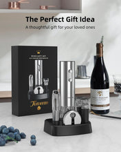 Load image into Gallery viewer, Electric Wine Opener Set - Rechargeable Wine Bottle Opener with Vacuum Stoppers,Wine Pourer, Foil Cutter,and Storage Stand - Ideal Wine Accessories &amp; Wine Gift Set for Wine Lovers