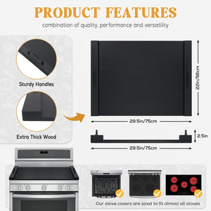Noodle Board Stove Cover with Handles for Electric, Gas Stove Top (Acacia Wood)