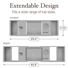 Load image into Gallery viewer, Bathtub Tray Caddy - Premium Bamboo Expandable Bath Tub Tray Table, Luxurious Wooden Bath Caddy for Books, Tablets, Wine, Bathroom Accessories, Spa Essentials, Housewarming, Wedding