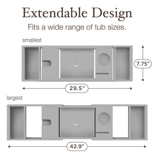 Bathtub Tray Caddy - Premium Bamboo Expandable Bath Tub Tray Table, Luxurious Wooden Bath Caddy for Books, Tablets, Wine, Bathroom Accessories, Spa Essentials, Housewarming, Wedding