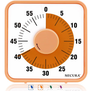Secura 60-Minute Visual Countdown Timer, 7.5-Inch Oversize Classroom Visual Timer for Kids and Adults, Durable Mechanical Kitchen Timer Clock with Magnetic Backing (Blue)