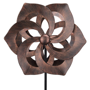 WONDER GARDEN Wind Spinner - Wind Spinners Outdoor, Outdoor Metal Windmills, 4.4 Ft Retro Brown Wind Sculptures Spinner Lawn Ornaments Wind Spinner for Yard, Lawn and Garden