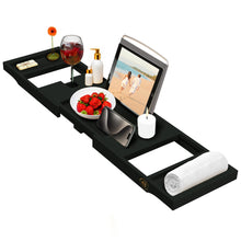 Load image into Gallery viewer, Bathtub Tray Caddy - Premium Bamboo Expandable Bath Tub Tray Table, Luxurious Wooden Bath Caddy for Books, Tablets, Wine, Bathroom Accessories, Spa Essentials, Housewarming, Wedding