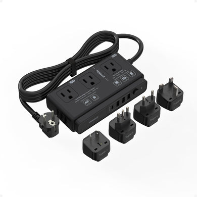 220V to 110V Voltage Converter, TESSAN Universal Travel Adapter with 4 USB Charger (1 USB C), 3 AC Sockets and EU/UK/AU/IT Plug Power Adaptor, Step Down Transformer Outlet Converters for International