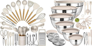 Umite Chef 34pcs Kitchen Utensil Set and 26pcs Mixing Bowls with Lids Set